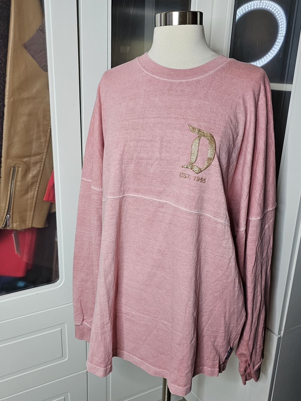 Disney Pink Long Sleeve Tee with Gold D Logo